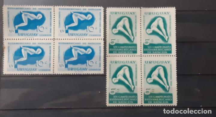 Sellos: URUGUAY,1956. 2 BLOQUES DE 4. - Foto 1