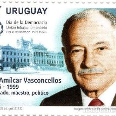 Sellos: 1787 URUGUAY 2022-DÍA DE LA DEMOCRACIA-DR. AMILCAR VASCOCELLOS TT:PALACIOS,ESCUDOS, -CUIDATE !!!!! B. Lote 361443155