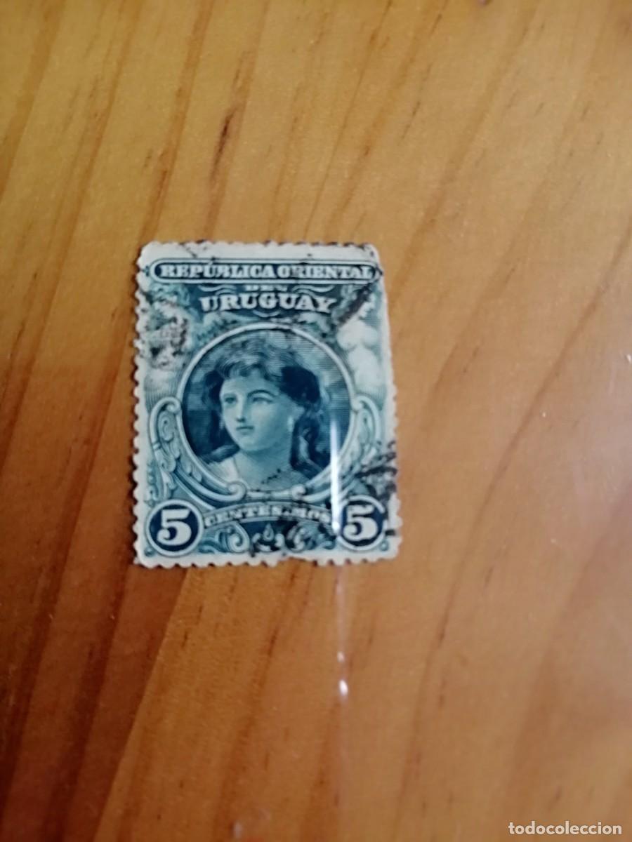 Sellos: URUGUAY - 5 CENT&Eacute;SIMOS - A&Ntilde;O 1898 - Foto 1