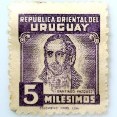 Sellos: SELLO POSTAL URUGUAY 1945 5 M POLITICO Y PERIODISTA SANTIAGO VAZQUEZ , SIN USAR