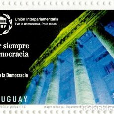 Sellos: 1811 URUGUAY 2023-DÍA INTERN. DE DEMOCRACIA-15 DE SEPTIEMBRE-TT:EDIFICIOS,LOGOS, LAURELES