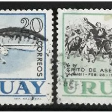 Sellos: URUGUAY 1961 CL ANIVERSARIO DE LA REVOLUCIÓN ”EL GRITO DE ASENCIO”. USADO.