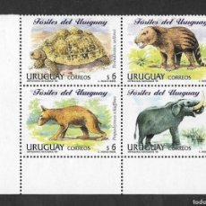 Sellos: SE)1998 URUGUAY, FROM THE FOSSILS OF URUGUAY SERIES, 4 MNH STAMPS
