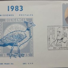 Sellos: P) 1983 URUGUAY, CENTENARY DEATH GUISEPPE GARIBALDI, ENDEMIC BIRD, FDC XF