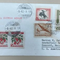 Sellos: D)1956, URUGUAY, LETTER CIRCULATED FROM URUGUAY TO THE U.S.A, AIR MAIL, WITH LOCAL MOTIVING STAMPS,