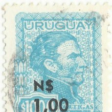 Sellos: ❤️ SELLO DE URUGUAY: GENERAL JOSÉ ARTIGAS (1764-1850), 1975 (SOBRECARGA), 1NPU ❤️