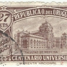 Sellos: ❤️ SELLO DE URUGUAY: ESCUELA DE MEDICINA, MONTEVIDEO, 1949, 27 PESO URUGUAYO ❤️