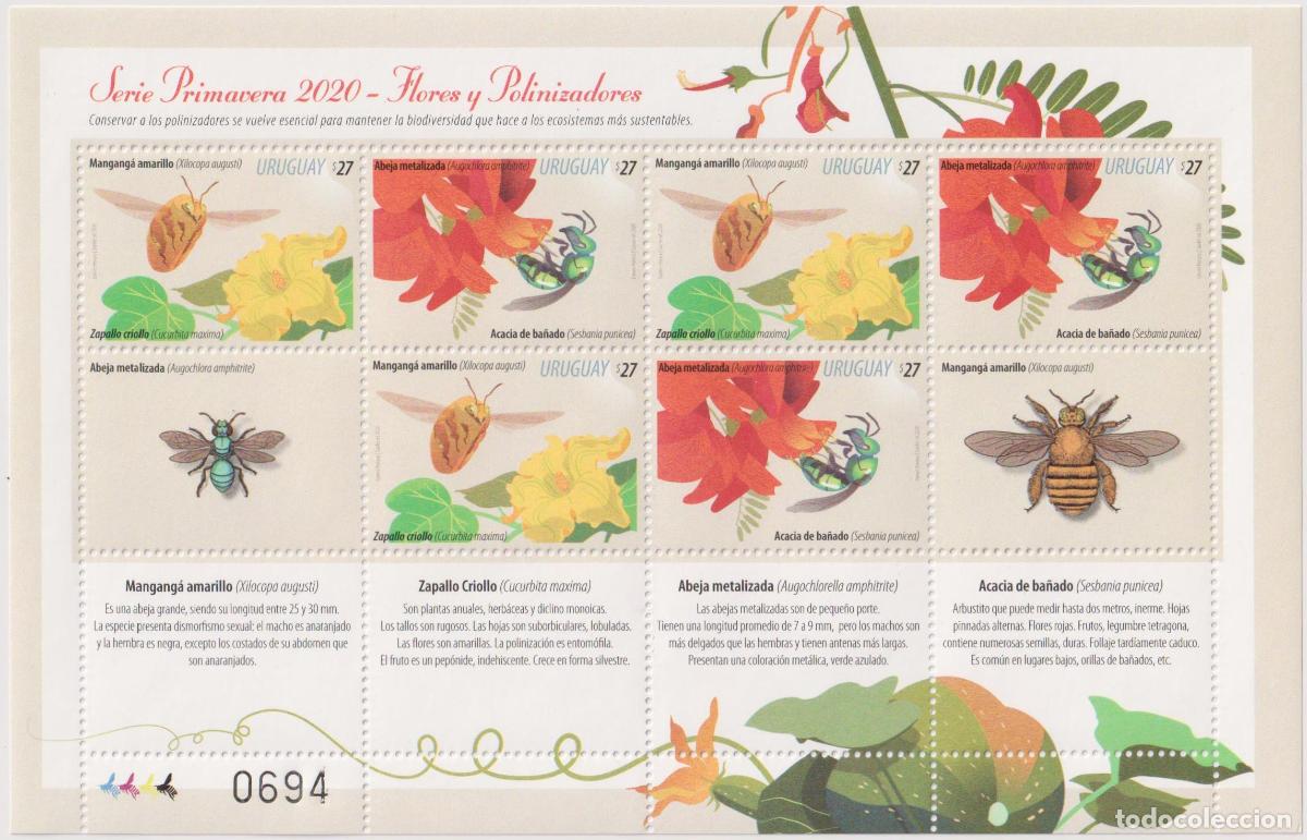 Sellos: Uruguay 2020 flores MNH - Foto 1