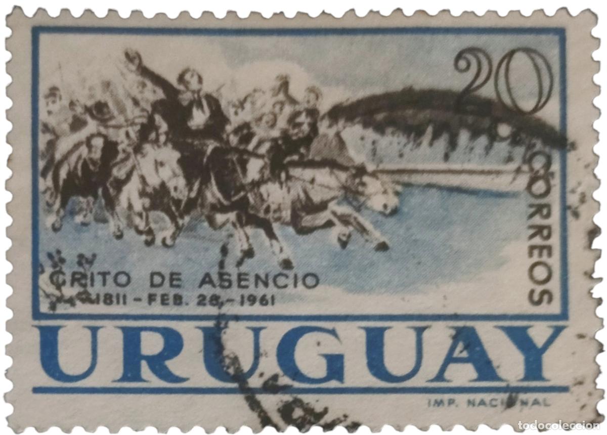 Sellos: URUGUAY 1961 CL Aniversario de la revoluci&oacute;n &rdquo;El grito de Asencio&rdquo;. USADO.