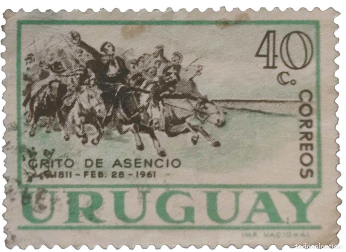 Sellos: URUGUAY 1961 CL Aniversario de la revoluci&oacute;n &rdquo;El grito de Asencio&rdquo;. USADO.