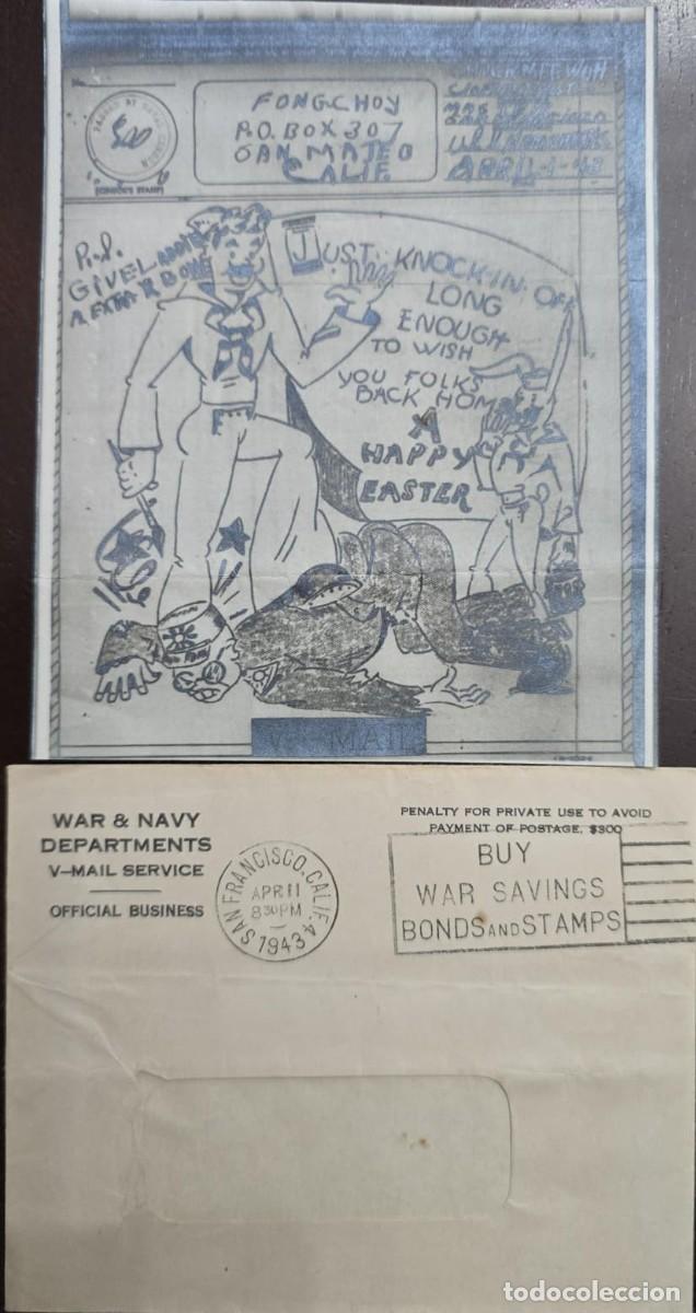 Sellos: O) 1943 UNITED STATES - USA, VMAIL, HAPY EASTER, WAR AND NAVY DEPARTMENTS, XF