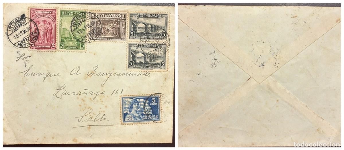 Sellos: O) 1930 URUGUAY, MONTEVIDEO, AMERICAN BANK NOTE, GAUCHOS BREAKING A HORSE, BLACK RIVER, BRIDGE, LIB