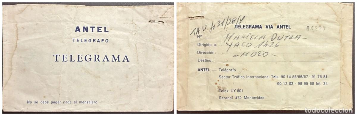 Sellos: O) 1907 URUGUAY, TELEGRAM VIA ANTEL, CIRCULATED TO MONTEVIDEO