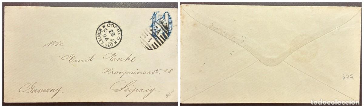 Sellos: O) 1894 URUGUAY, MONTEVIDEO, COAT OF ARMS 10c, POSTAL STATIONERY, CIRCULATED TO LEIPZIG - GERMANY