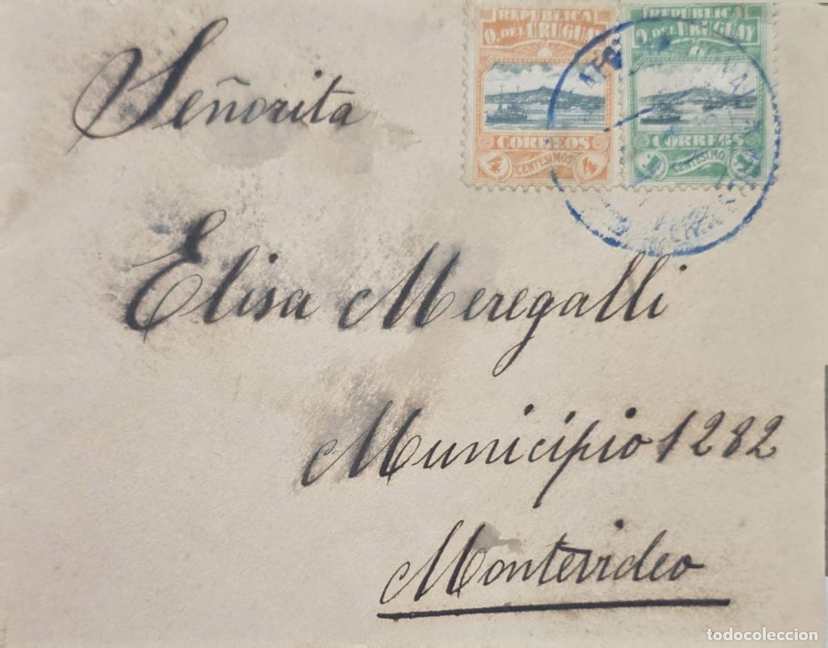 Sellos: O) URUGUAY, PORT OF MONTEVIDEO, HILL, STEAMSHIPS, CIRCULATED TO MONTEVIDEO