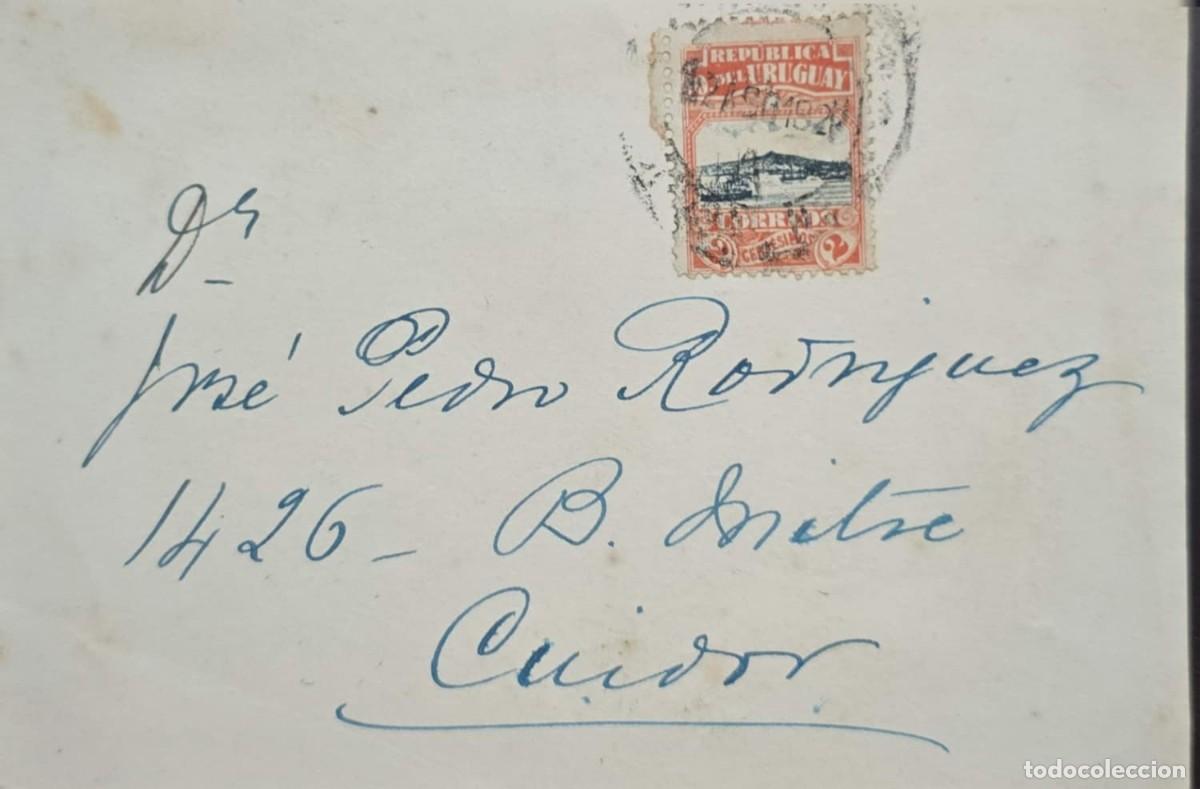 Sellos: O) URUGUAY, HARBOR OF MONTEVIDEO 2c, CIRCULATED COVER TO MONTEVIDEO, CARETAKER, EJIDO