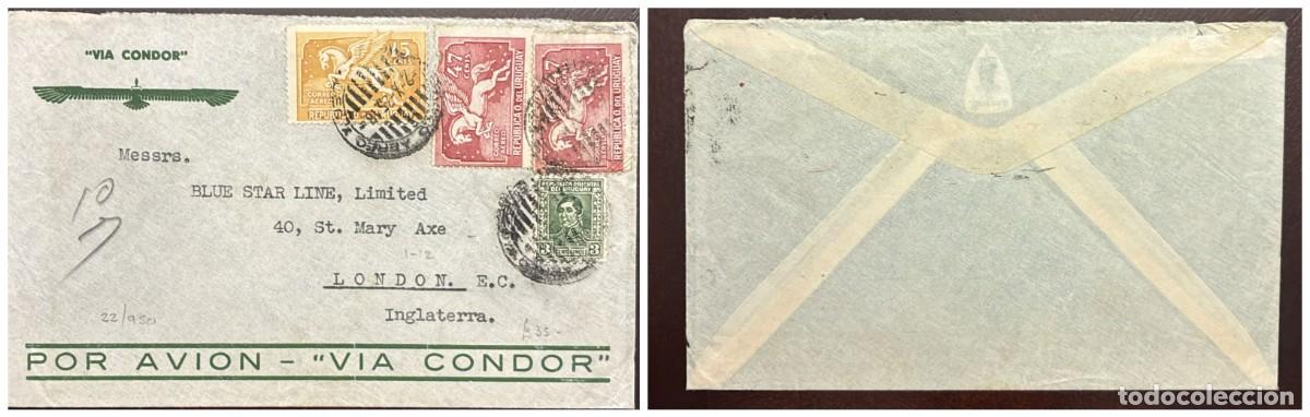 Sellos: O) 1935 circa, URUGUAY, VIA CONDOR, PEGASUS SCT C64 22c brick red , GENERAL RIVERA, SCT 45 3c gre