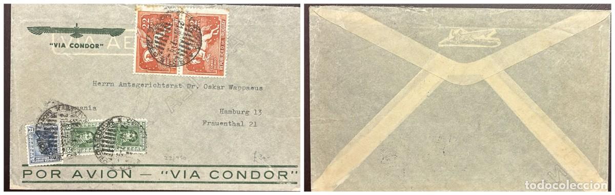 Sellos: O) 1935 circa, URUGUAY, VIA CONDOR, PEGASUS SCT C64 22c brick red , GENERAL RIVERA, SCT 45 3c gre
