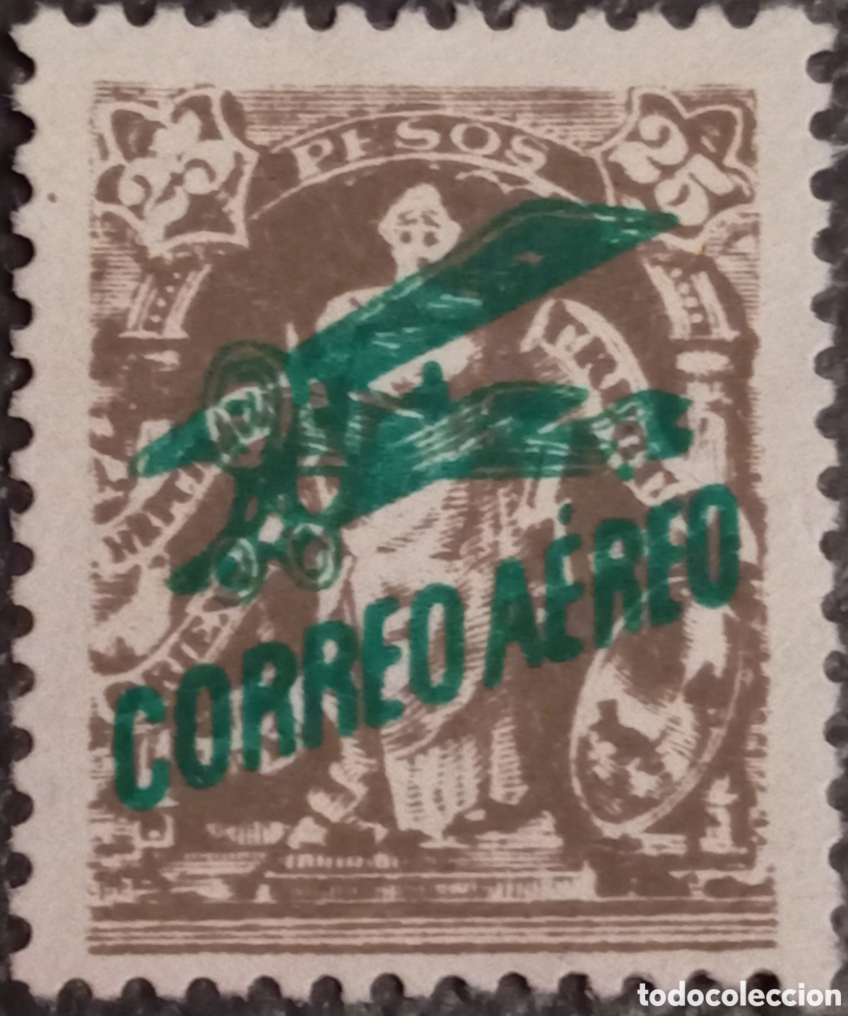 Sellos: Uruguay 1921 Mi 245 MH Correo A&eacute;reo Sobreimpreso Fiscal 25 Pesos