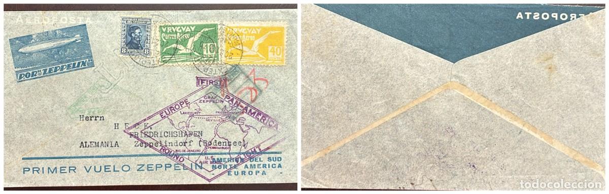 Sellos: O) 1926 circa, URUGUAY, , POR ZEPPELIN - FIRST FLIGHT BY ZEPPELIN, EUROPE, PAN - AMERICA, BODENSEE,