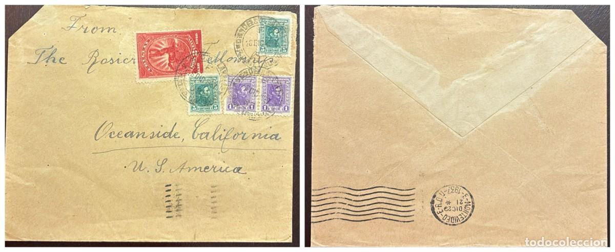 Sellos: O) 1937 URUGUAY, CENTAUR SCT 182 2c red, ARTIGAS,CIRCULATED COVER TO USA