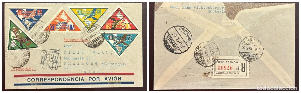 Sellos: O) 1933 URUGUAY, ALBATROSS FLYING OVER MAP OF THE AMERICAS, PAN -AMERICAN CONFERENCE MONTEVIDEO, R