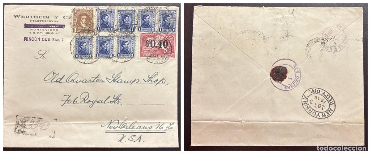 Sellos: O) 1946 URUGUAY, SILVESTRE BLANCO 1c, ARTIGAS, PEGASUS SURCHARGED OVERPRINTED, WERTHEIM, CIRCULATED