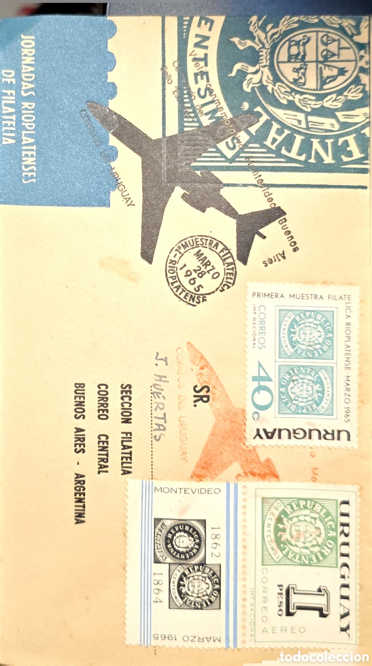 Sellos: CA)Uruguay1965 Rioplatense Philately Days &middot; Commemorative cover for the Primera Muestra Filat&eacute;lica