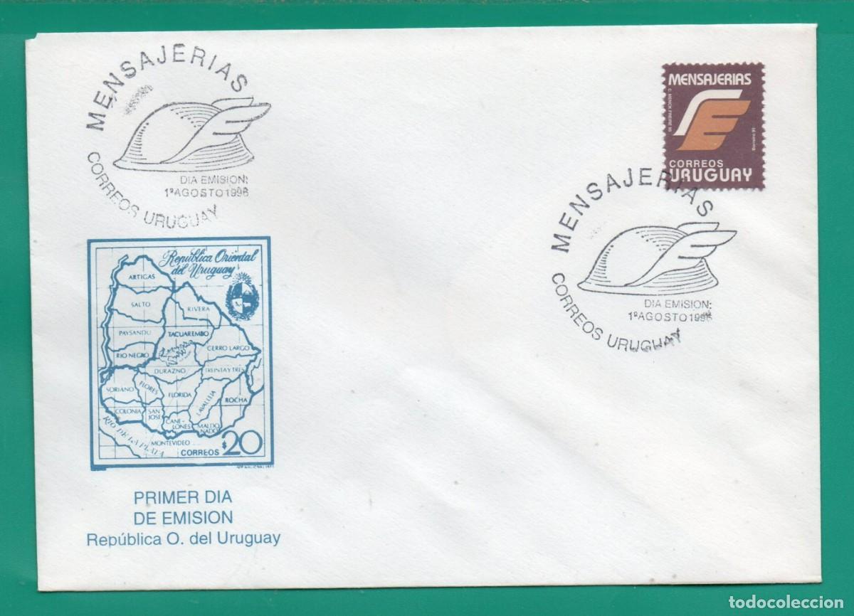 Sellos: URUGUAY 1996 Mensajer&iacute;a Sin Valor Facial en FDC(Sobre del 1&deg; D&iacute;a)-Marr&oacute;n,Marr&oacute;n Claro y Blanco