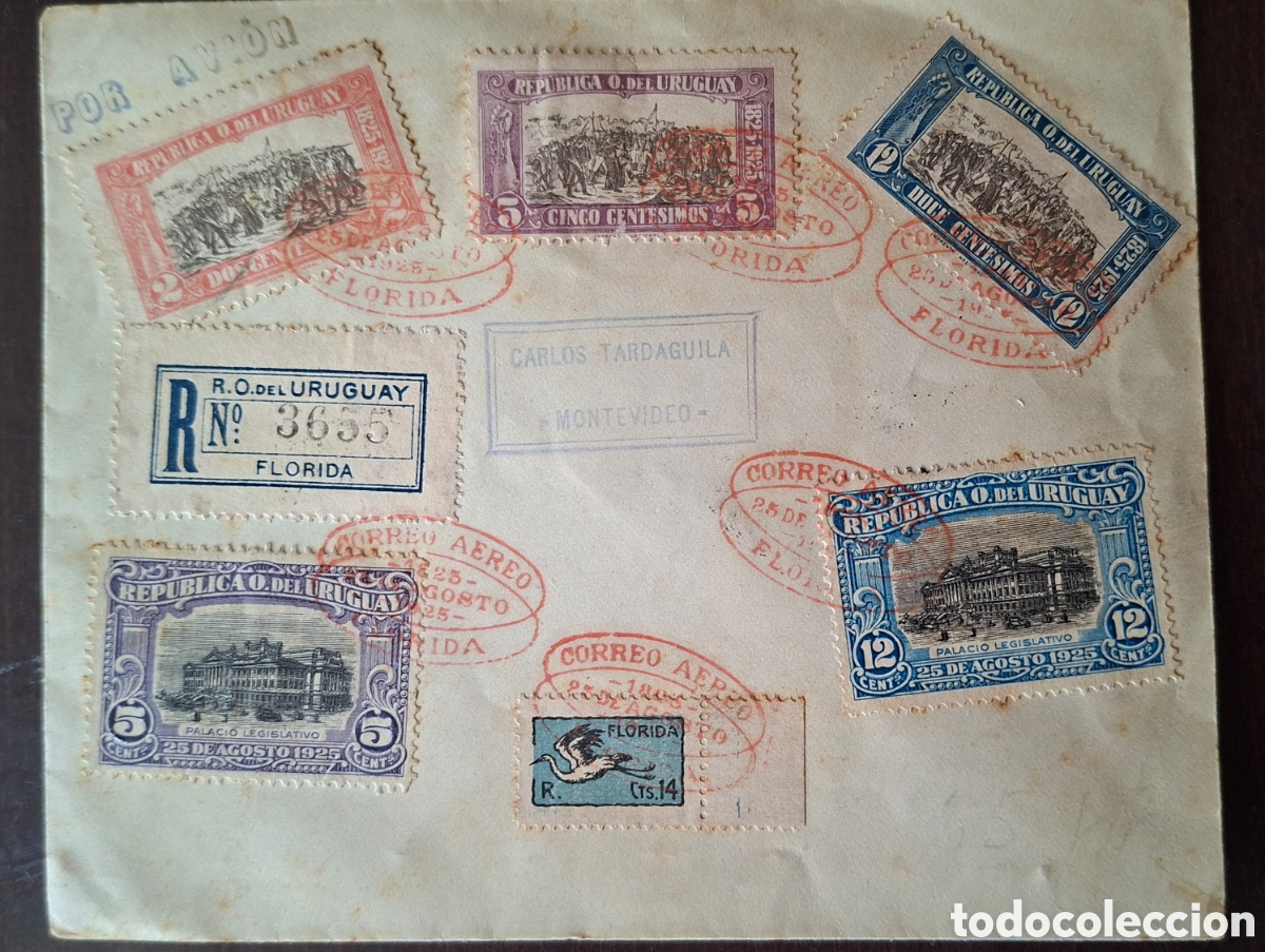 Sellos: Carta Uruguay Florida matasellos especiales correo aereo 1925
