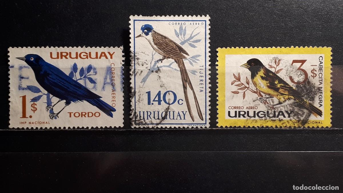 Sellos: URUGUAY. A&Ntilde;O 1962-3. &deg;. YVERT A&eacute;reo 236A, 238, 240