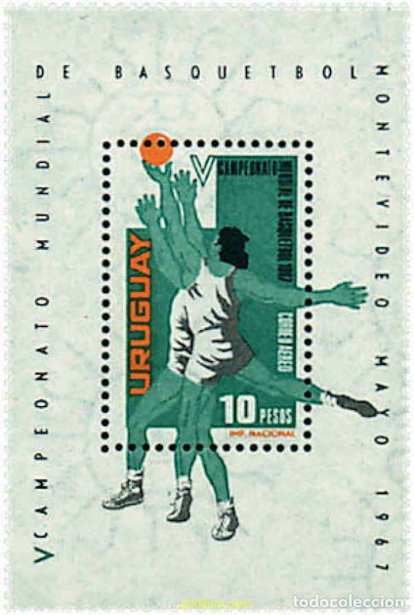 Sellos: 59844 MNH URUGUAY 1967 5 CAMPEONATO DEL MUNDO DE BALONCESTO EN MONTEVIDEO