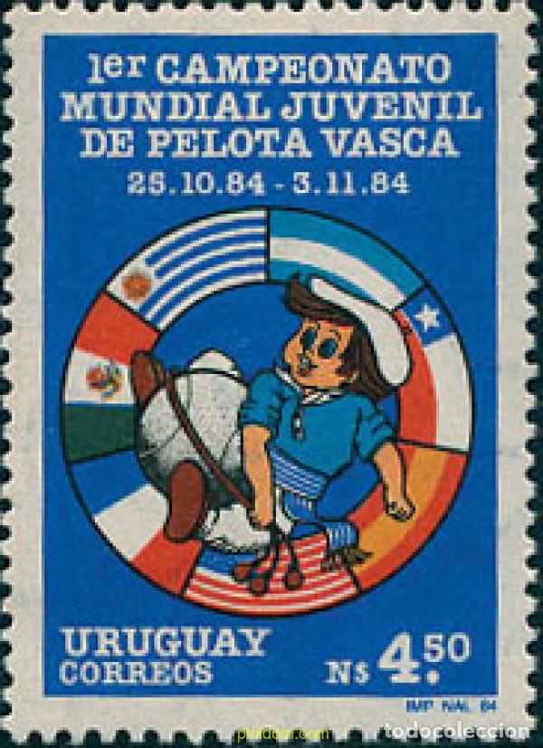 Sellos: 69756 MNH URUGUAY 1985 1 CAMPEONATO MUNDIAL JUVENIL DE PELOTA VASCA