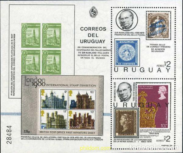 Sellos: 69888 MNH URUGUAY 1979 CENTENARIO DE LA MUERTE DE SIR ROWLAND HILL