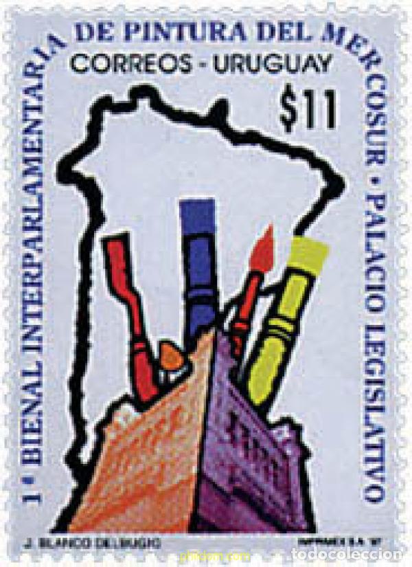 Sellos: 50157 MNH URUGUAY 1997 1 BIENAL INTERPARLAMENTARIA DE PINTURA DEL MERCOSUR