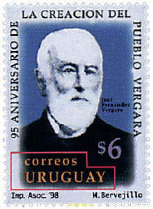 Sellos: 52230 MNH URUGUAY 1998 95 ANIVERSARIO DE LA CREACION DEL PUEBLO VERGARA