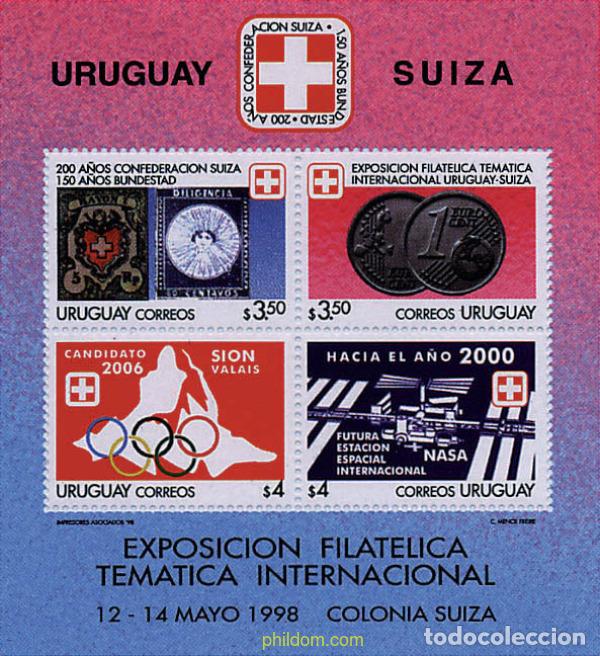 Sellos: 72236 MNH URUGUAY 1998 URUGUAY-SUIZA. EXPOSICION FILATELICA TEMATICA INTERNACIONAL