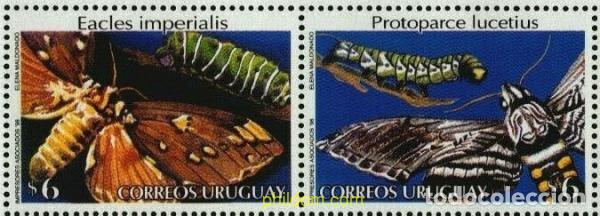 Sellos: 5519 MNH URUGUAY 1998 MARIPOSAS Y GUSANOS