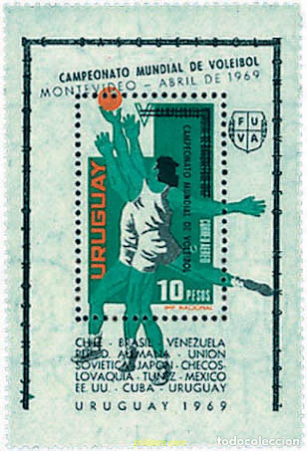 Sellos: 52703 MNH URUGUAY 1969 CAMPEONATO DEL MUNDO DE BALONVOLEA