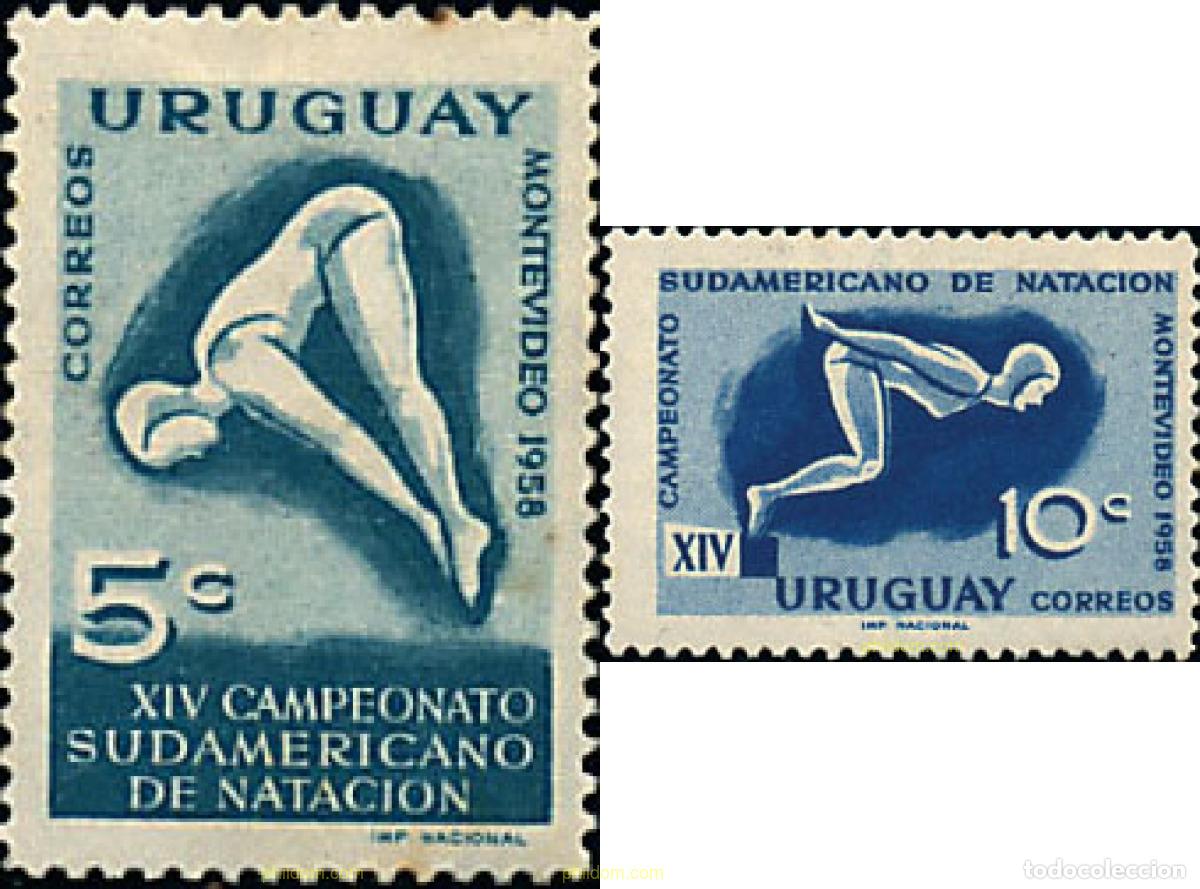 Sellos: 89412 MNH URUGUAY 1958 14 CAMPEONATOS DE NATACION EN MONTEVIDEO.