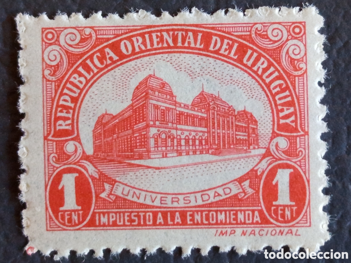 Sellos: Timbre Fiscal Uruguay Impuesto a la Encomienda Universidad 1c Naranja MH