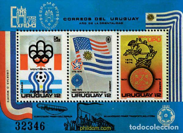 Sellos: 59964 MNH URUGUAY 1975 EXFILMO 75 Y ESPAMER 75. EXPOSICIONES FILATELICAS