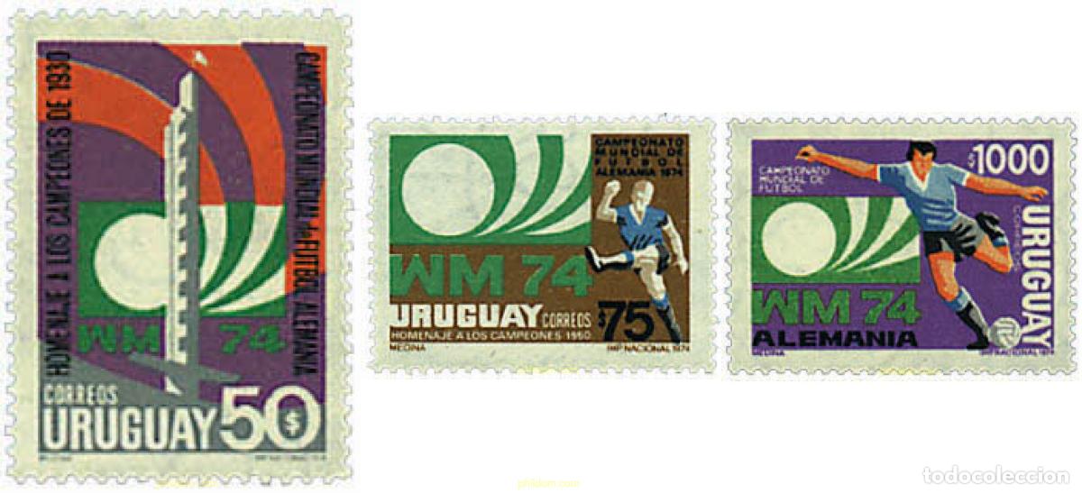 Sellos: 68735 MNH URUGUAY 1974 COPA DEL MUNDO DE FUTBOL. ALEMANIA-74
