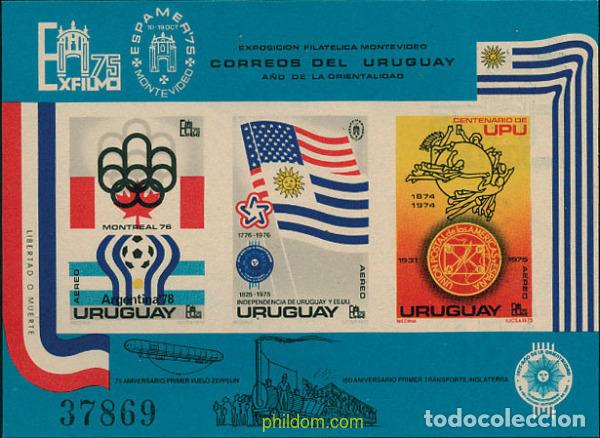 Sellos: 142080 MNH URUGUAY 1975 EXFILMO 75 Y ESPAMER 75. EXPOSICIONES FILATELICAS