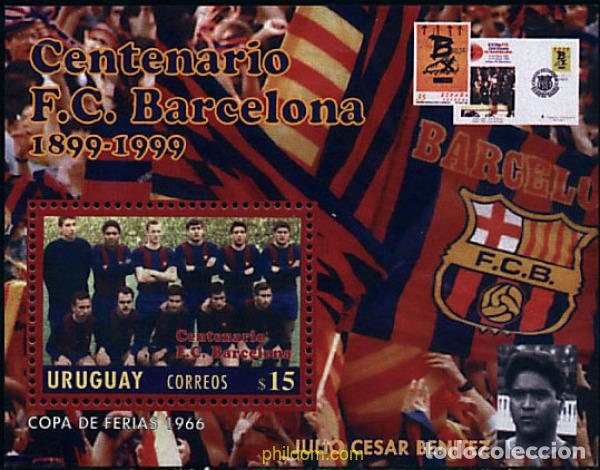 Sellos: 55573 MNH URUGUAY 1999 CENTENARIO DEL FUTBOL CLUB BARCELONA 1899-1999