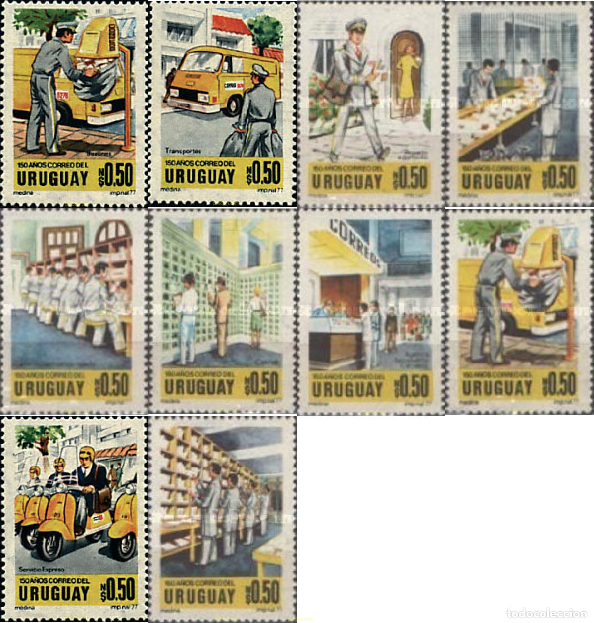 Sellos: 42685 MNH URUGUAY 1977 150 ANIVERSARIO DEL CORREO NACIONAL