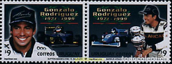 Timbres: 6263 MNH URUGUAY 2000 HOMENAJE AL PILOTO DE CARRERAS DE AUTOMOVILES, GONZALO RODRIGUEZ