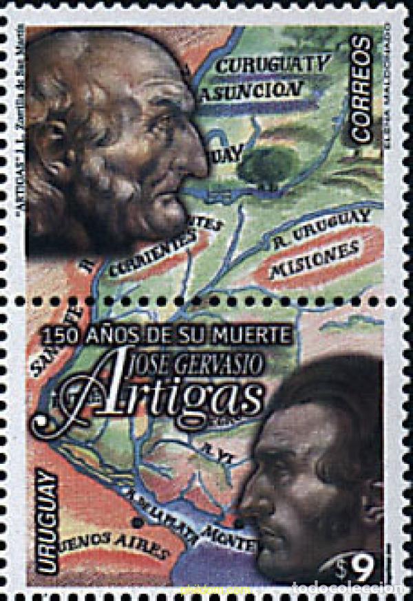 Sellos: 71570 MNH URUGUAY 2000 150 ANIVERSARIO DE LA MUERTE DE JOSE GERVASIO ARTIGAS