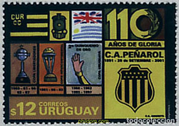 Timbres: 87221 MNH URUGUAY 2001 110 ANIVERSARIO DEL CLUB DE FUTBOL PENAROL