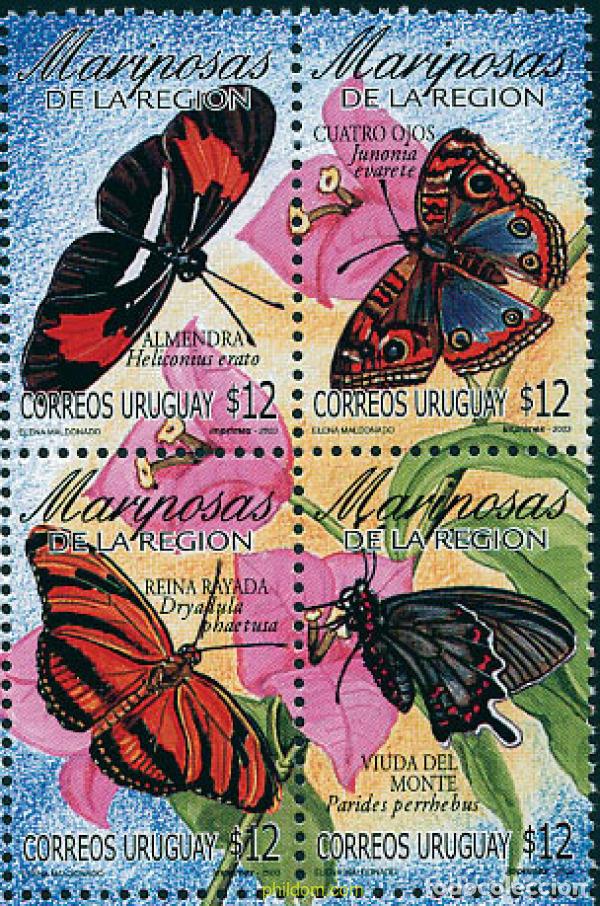 Sellos: 125206 MNH URUGUAY 2003 MARIPOSA